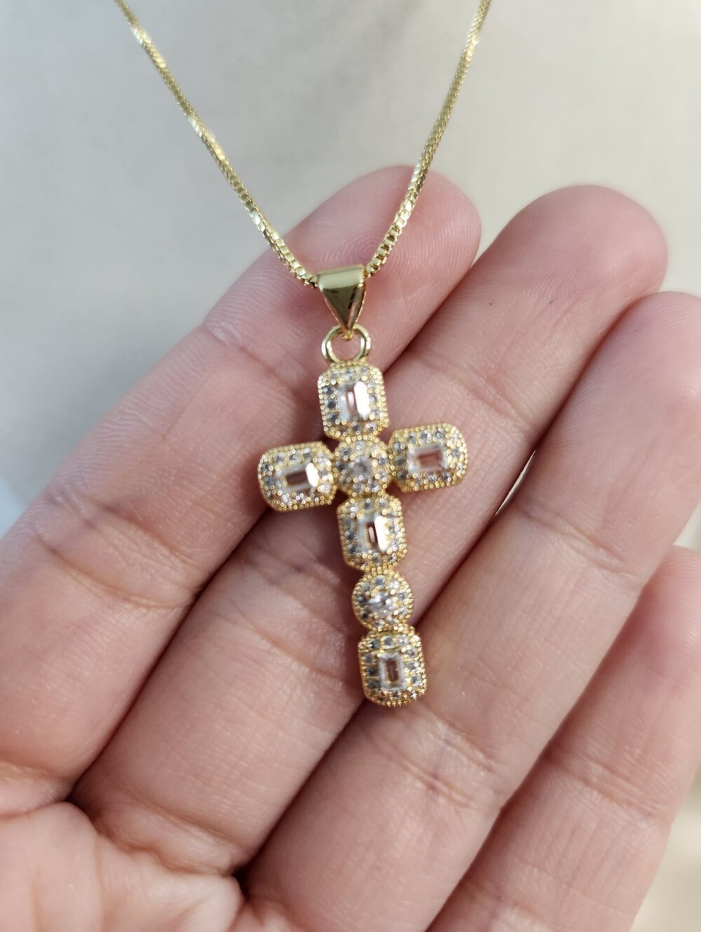 18k Gold Plated Cross Necklace - Picture 5 of 5
